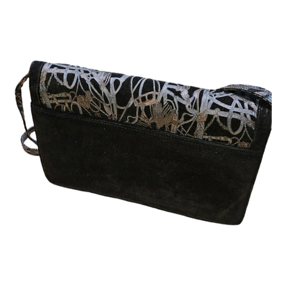 Bruno Magli Black Silver Crossbody Bag - Picture 5 of 12
